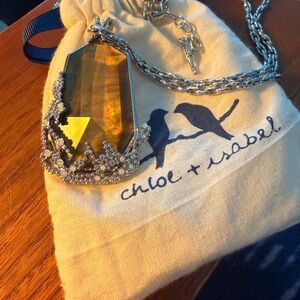 Chloe + Isabel  Beautiful Amber and Silver Statement Necklace 24 inch chain.